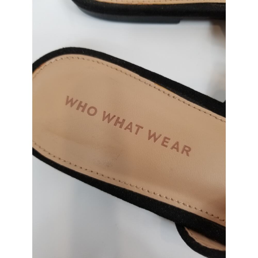 Who What Wear Women's Cream Natural Woven Mules Flats Black Piping Size 11 - Picture 5 of 9